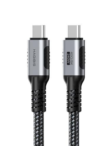Hagibis USB 4 Cable, Graphene Braided USB C to USB C 240W Fast Charging Cable with 8K@60Hz 40Gbps Data Transfer Thunderbolt 4/3 Video Cord for iPhone 15/15 Pro Max, iPad, MacBook Pro Air (0.25 m)