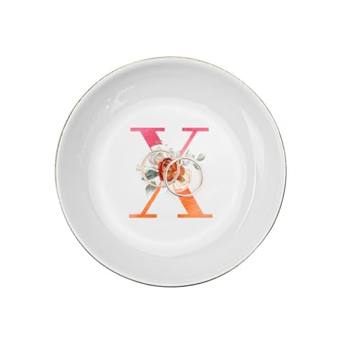 Assiette décorative en céramique blanche monogramme X 10,2 cm - 4