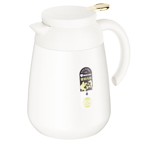 1L Thermal Coffee Carafe, 304 Stainless Steel Double Walled Insulated Vacuum Thermal Pot Flask for Coffee, Hot Water, Tea, Hot Beverage and Cold Drinks