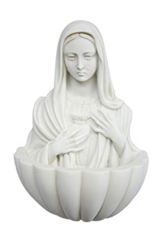 5 1/4" Holy Water Font Immaculate Virgin Mary Madonna Religious Catholic Wall Hanging Statue Sculpture Made in Italy