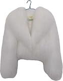 REALFUR NU-153 Women's Winter Warm Short Jacket With Fluffy Long Curly Hair Real Mongolian Lamb Fur Over Coat Outwear Garment (US, Alpha, Medium, Regular, Regular, White)