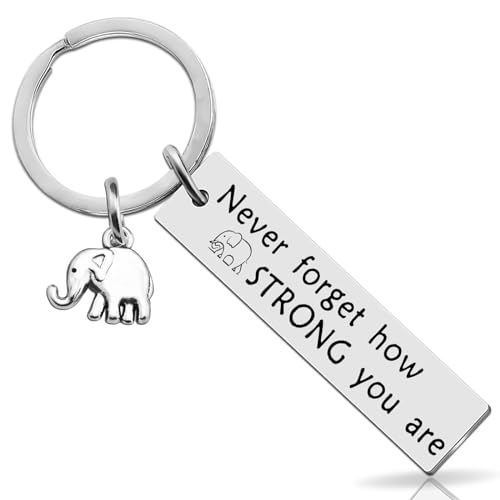 OEHEDOU Elephant Gifts For Women Strong Woman Small Gift For Woman Elephant Keychain Best Inspirational Gifts For Women Uplifting Gift For Friend Family Animal Lovers You Are Strong