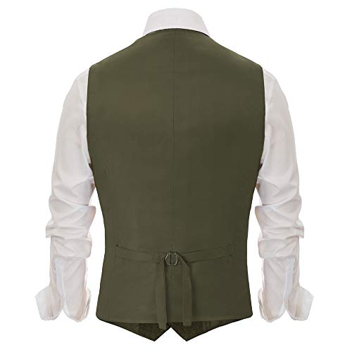 Pj Paul Jones PJ0186-1_L@#ZLZXRG Mens Western Wool Tweed Suit Vest Herringbone Slim Fit Formal Vests Army Green L thumb #2