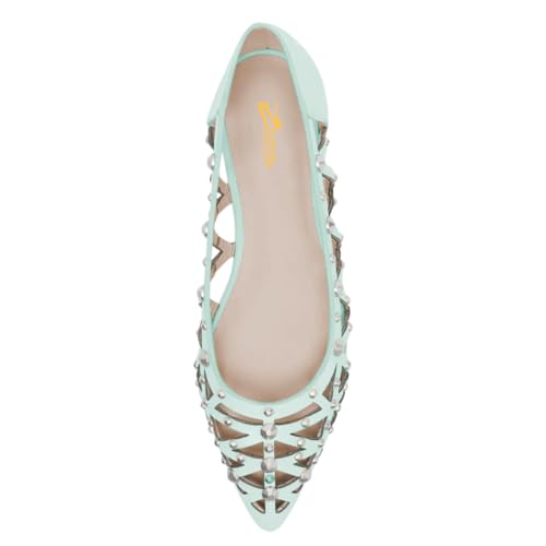 Zszszsu WWomen's Pointed Toe Cutout Ballet Flats with Studded Rivet Slip On Casual Dressy Shoes for Party Prom Wedding Daily Outfit Size 4-16 US4