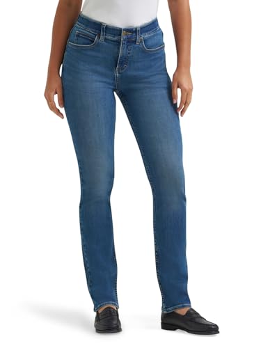 Lee Women's Ultra Lux Comfort with Flex Motion Straight Leg Jean, Blue Strain