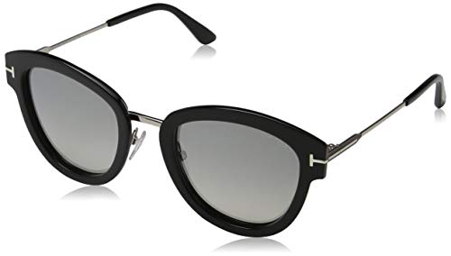 Tom Ford FT0574 14C Shiny Light Ruthenium Mia Cats Eyes Sunglasses Lens Categor, Black, 52-22-140