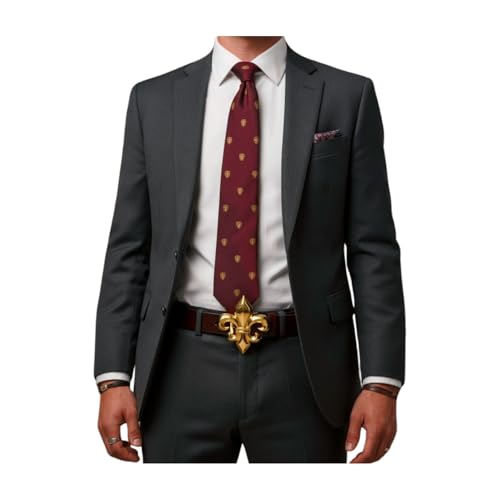 TFJ Men Women Western Fashion Belt Buckle Gold Metal Fleur De Lis Flower Lily French