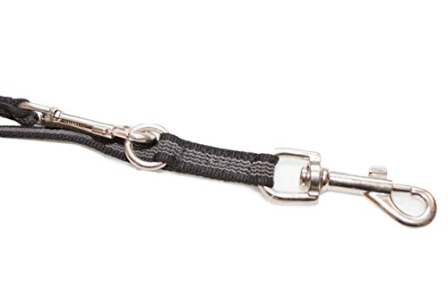 IDC Color & Gray verstellbare Leine mit Doppelkarabiner, 14 mm x 2,2 m, Schwarz-Grau