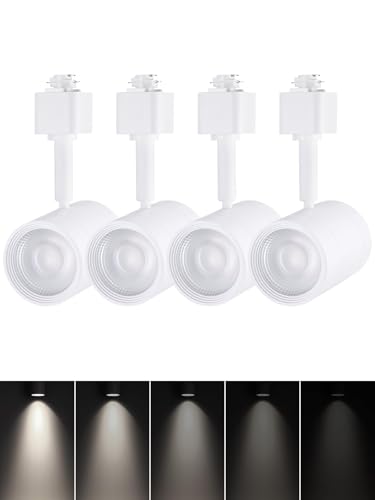 LEONLITE Studio Series 8.5W LED H Track Lighting Heads, ETL FCC, Dimmable Retail Track Light Heads for Store Shop Cafe, 600LM, CRI90, H Track Lighting, 4000K Cool White, Matte White, Pack of 4