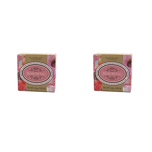 Naturally European Fragrance by Somerset Rose Petal Soap Bar, 5.29 Fl Oz (Pack of 2)