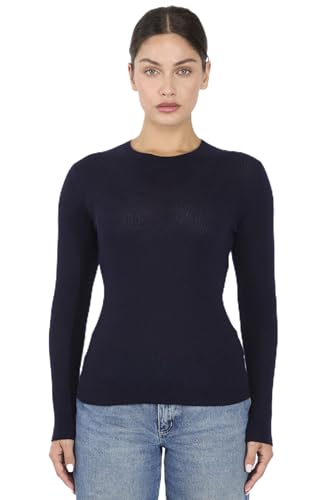 Image of JENNIE LIU Tissue Weight Cashmere Silk Rib-Knit Crewneck Sweater