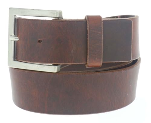 BULLET 69 38mm Mens Bespoke Hide Strong Real Leather Belts Made In England, Brown Hb-04, XLarge 40" - 44" Waist
