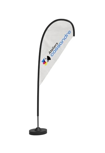Drapeau goutte publicitaire pour signalisation extérieure de stand