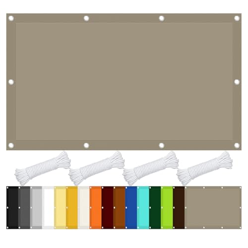 Sonnensegel mit Ösen 290 x 290 cm 98% Uv-Schutz Sonnenschutz Sunprotect Sonnensegel Outdoor Schattiernetz mit Ösen Ohne Bohren Seil für Garten Camping, Taupe