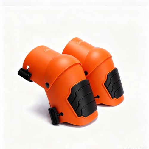 Zeluga 15-598 Heavy Duty Knee Pads with Anti-slip Strong Double Straps, Ultraflex Work Knee Foam Padding Pads, Safety for Indoor and Outdoor Use, Florescent Orange