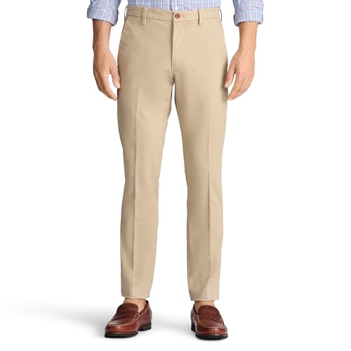 IZOD Men's Performance Stretch Slim Fit Flat Front Chino Pant