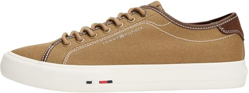 Tommy Hilfiger Herren Vulcanized Sneaker Street Canvas mit Logo, Braun (Rooted Brown), 43