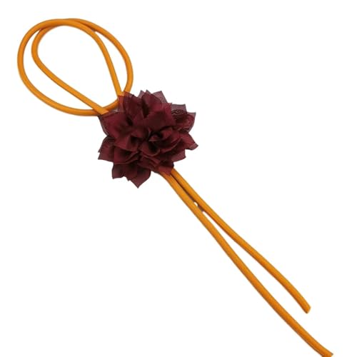 Fleur rouge pendentif collier orange avec détails contrastés