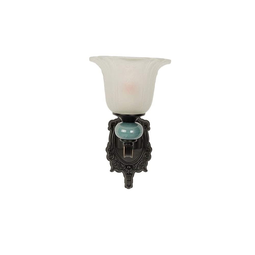 OZBMA Wall Mounted Light Lamp Modern Minimalist Bedroom Bedside European Wrought Iron Glass Ceramic Decoration Creative Living Room Staircase Sconce Aisle Balcony Fixtu