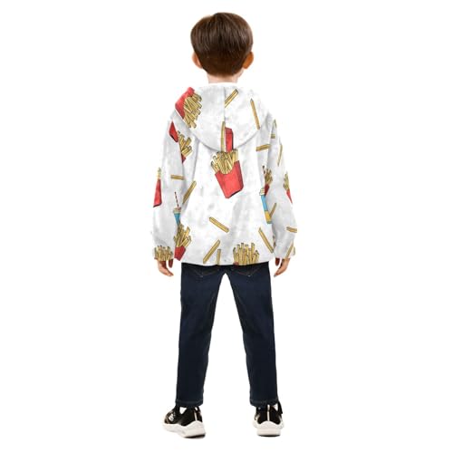 French Fries and Drinks Toddler Fleece Jacket Girl Boys Hooded Fleece Jacket Coat Warm Outwear Zip-up 3-10T4