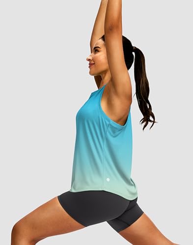 Image of Women's Workout Tops Racerback Athletic Tank Tops Sleeveless Loose Fit Yoga Running Gym Shirts for Women
