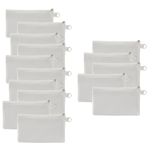 NJTHNTJR 15 Bolsas de Maquillaje de Lona en para Sublimación A Granel, Bolsas de Cosméticos con Transferencia de DIY, 7,28 X 4,72 Pulgadas