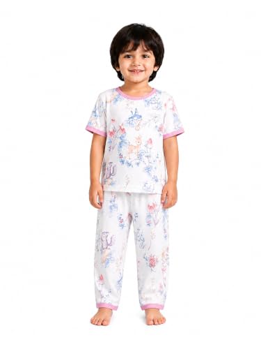 Image of Kidbea Kids Bamboo Viscose Co-Ord Set, Half Sleeve Round Neck Night Suit