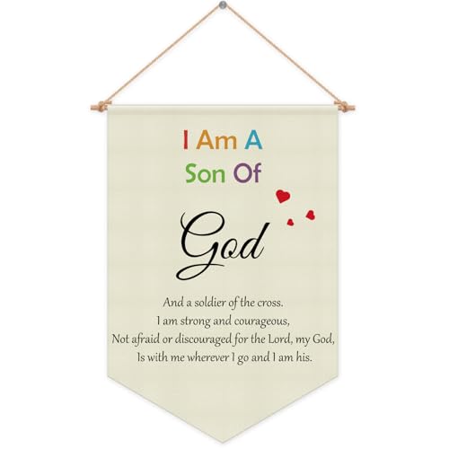 Christian Bible Verse Inspirational Hanging Pennant Flag Banner Scripture Religious Wall Sign Decor Inspirational Gifts for Nursery Living Room Bedroom Kids Girl Boys Christmas Birthday Gifts