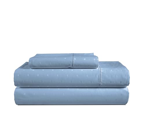 Image of LANE LINEN Twin XL Sheets Pattern 100% Egyptian Cotton Sateen - French Blue | Twin XL Deep Pocket Sheet Sets - 3-Piece Set, Ideal For Dorms And Adjustable Beds, For A Luxurious Night's Sleep