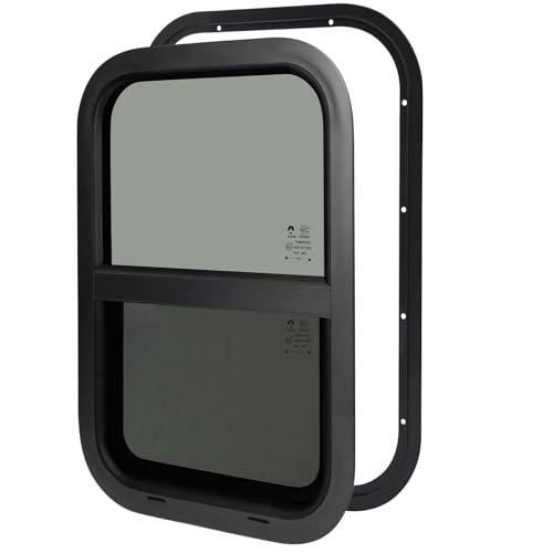 Image of RV Camper Windows,RV Windows for Cargo Trailer Utility Travel Trailer Cargo Van Truck SUV 12 inchW x 24 inchH, Vertical Sliding Replacement Fit 15 /16 inch or 1-3 /8 inch Thick Wall,Allow Error 1 /16 inch,DOT Approved