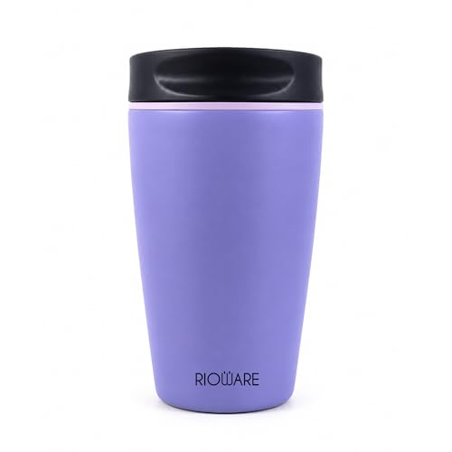 Image of Rioware Vacuum Insulated Coffee Mug Travel Tumbler for Men | Tea Thermos Flask Mugs | Temperature Control Traveling Spill Proof Sipper Bottle | Hot 8 Hrs & Cold 12 Hrs - 350ml - Purple