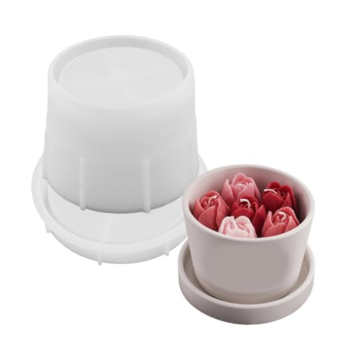 Molde de silicona para candelabros con tapa, soporte para hacer yeso, suculentas, maceta creativa para hacer regalos