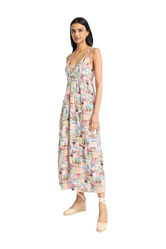 Image of Women's Women's Spaghetti Strap Empire Waist Maxi - Elegant V-Neck Silhouette with Cutout Detail - Summer Occasion Dress