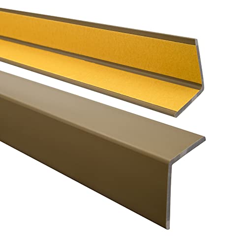 Quest Cornière PVC 27x27mm – Profilé d’angle de protection autoadhésif, souple, Baguette pour rebords et coins – Laiton, 200cm