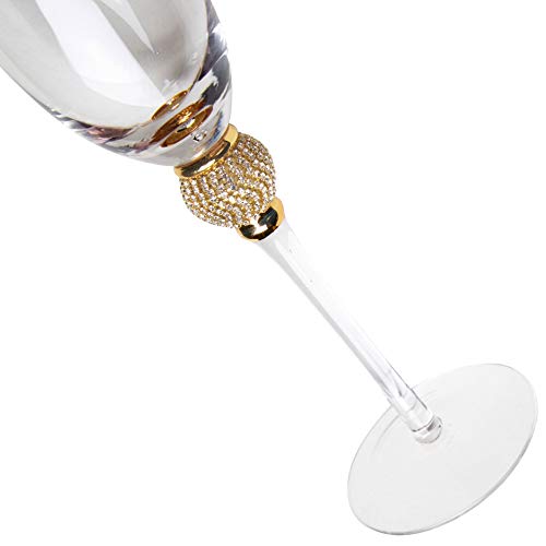 Berkware Set Of 6 Champagne Glasses - Luxurious Champagne Flutes With Dazzling Rhinestone Design And Gold Rim #TOP4