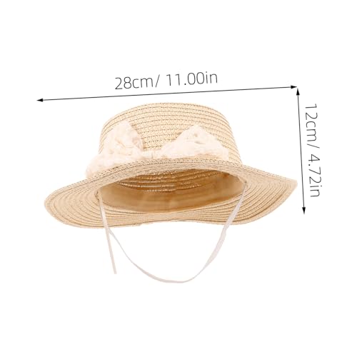 VALICLUD 1set Boys and Girls Breathable Straw Hat and Woven Bag Adorable Lace Material for Sun for Beach Outings and Outdoor Adventures Fits Years Khaki2