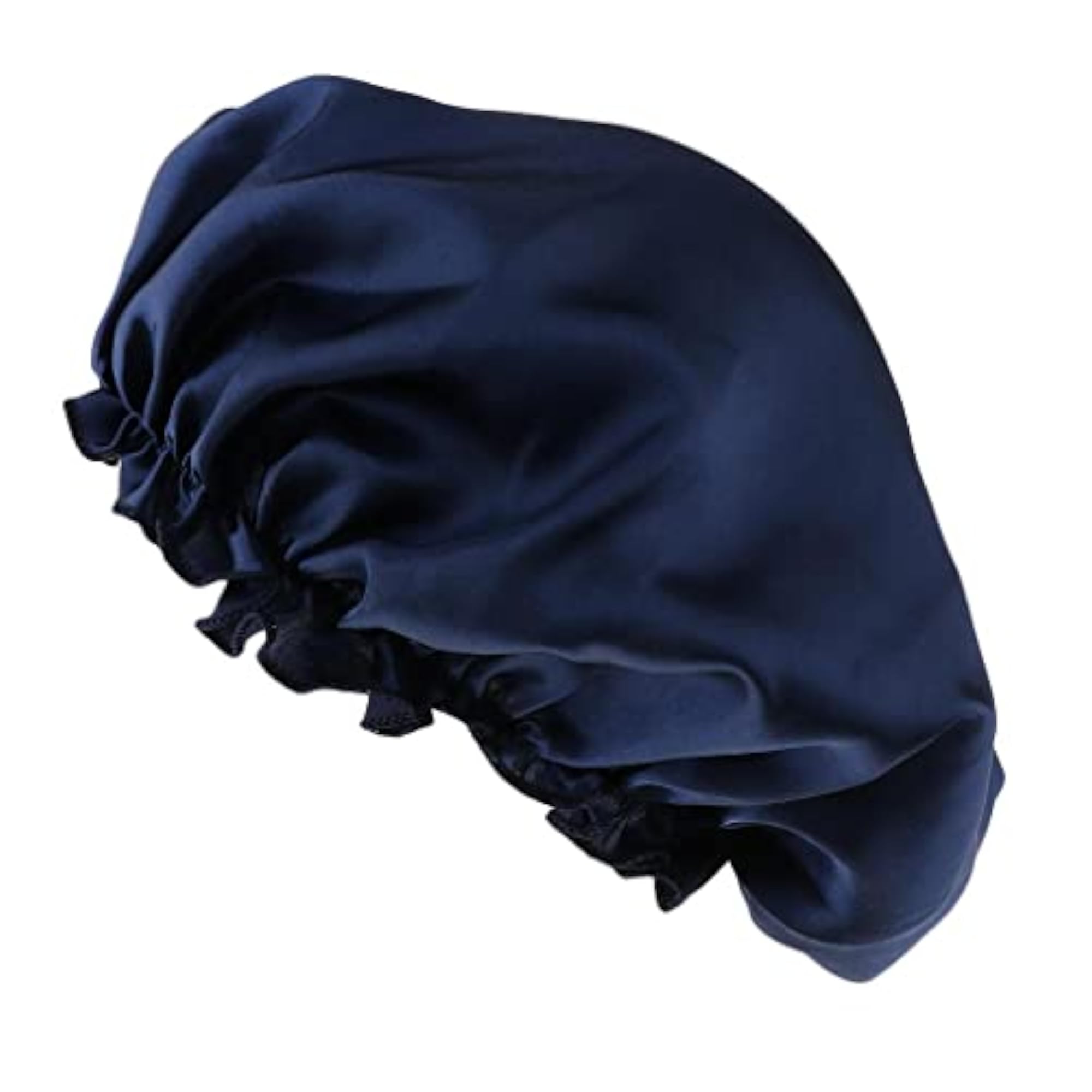 Silk Satin Navy Blue Night Sleep Cap for Hair Care
