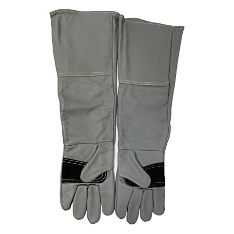 PeSandy Safety Work Gloves, 60CM Durable Animal Handling Gloves Bite Proof for Welding, Gardening, Grooming, Handling Dog/Cat/Bird/Reptile - Scratch/Bite Resistant Protection Gloves (Light Grey) Cover