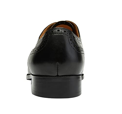 Image of Santimon Mens Dress Shoes Leather Oxfords Wingtip Brogue Tuxedo Business Casual Wedding Shoes for Men