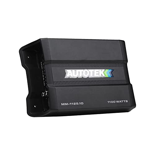 Autotek MM-1125.1D Mean Machine 1100 Watt Amplifier, 1-Ohm Stable Compact Mono Amplifier, Bass Remote Included