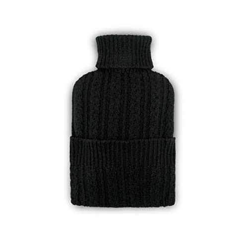 Cashmere Hot Water Bottle, Black Cover
