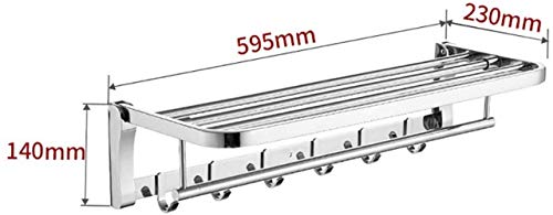Accessoire serviette double pôle 60cm rangement mural salle de douche et bain