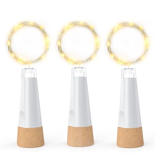 leegoal Luces para botella con corcho USB recargable, 2 m 20 LED, guirnalda de luces de hadas para Navidad, boda, fiesta, frascos de vidrio, decoración DIY