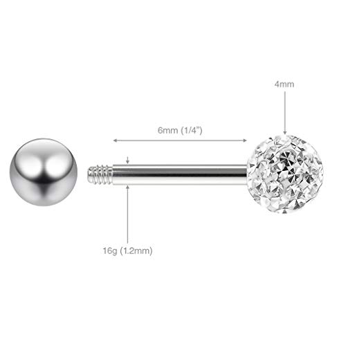 Evonix BQBARB3FRDO6MM-CUIA 3Pc 16G Triple Forward Helix Piercing Barbell Studs Crystal Sparkly Glitter Cz Cubic Zirconia 6Mm thumb #2