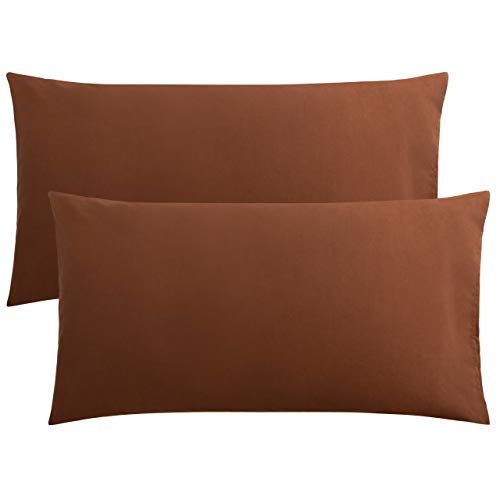 FLXXIE 2 Pack Microfiber King Pillow Cases, 1800 Super Soft Pillowcases with Envelope Closure, Wrinkle, Fade and Stain Resistant Pillow Covers, 20x36, Brown