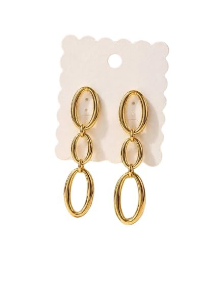 Prenali Jewels Triple Oval Link Gold Drop Earrings for Women-picture-57