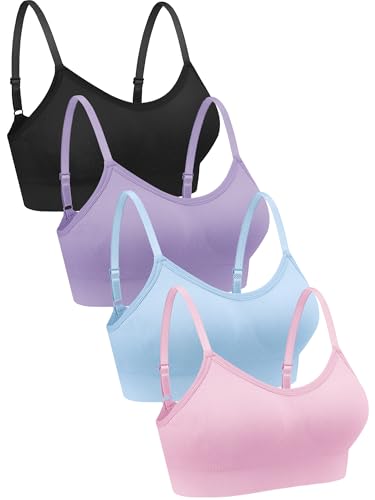 Image of Geyoga Neck Bralettes Wireless Cami Bra Tank Top Sports Bra for Women Girls