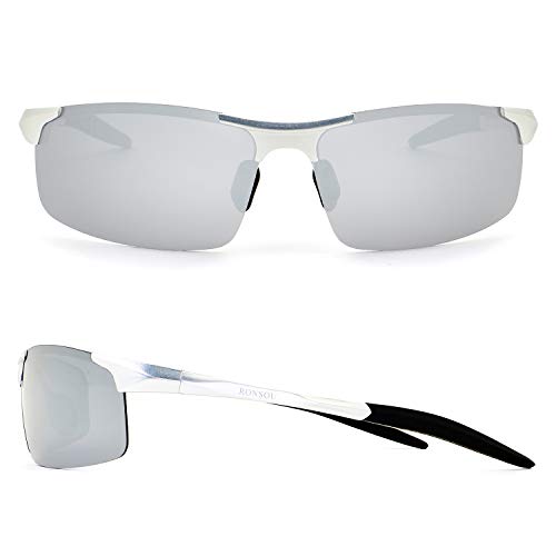Image of RONSOU Mens Sunglasses Polarized Sport UV Protection Ultralight Al Mg Sunglasses for Men Fishing Driving Golf