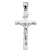 Fine 14k White Gold Linear Cross INRI Crucifix Charm Pendant