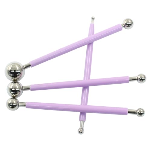 Unlorspy 4Pcs Metal Ball Fondant Tool, Purple